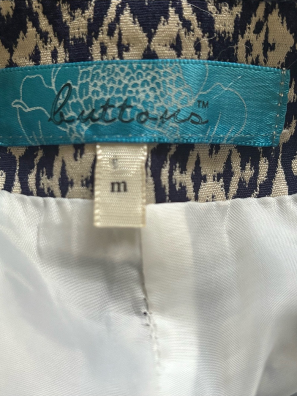 buttons Navy and Cream Patterned Mini Skirt